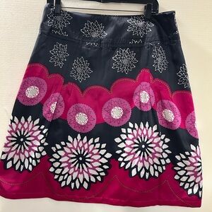 Floral Dark Grey and Pink Silky  Skirt